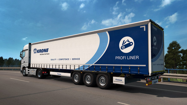 A SCS lançou nesta segunda-feira, 17, a DLC Krone para o EuroTruck Simulator 2. Os usuários da Steam também receberam a versão 1.32 estável. O DLC conta com seis implementos (Baú, sider, câmara frigorífica, bug e doubles). Todos os reboques são personalizáveis com opção de troca de rodas, pinturas e acessórios.