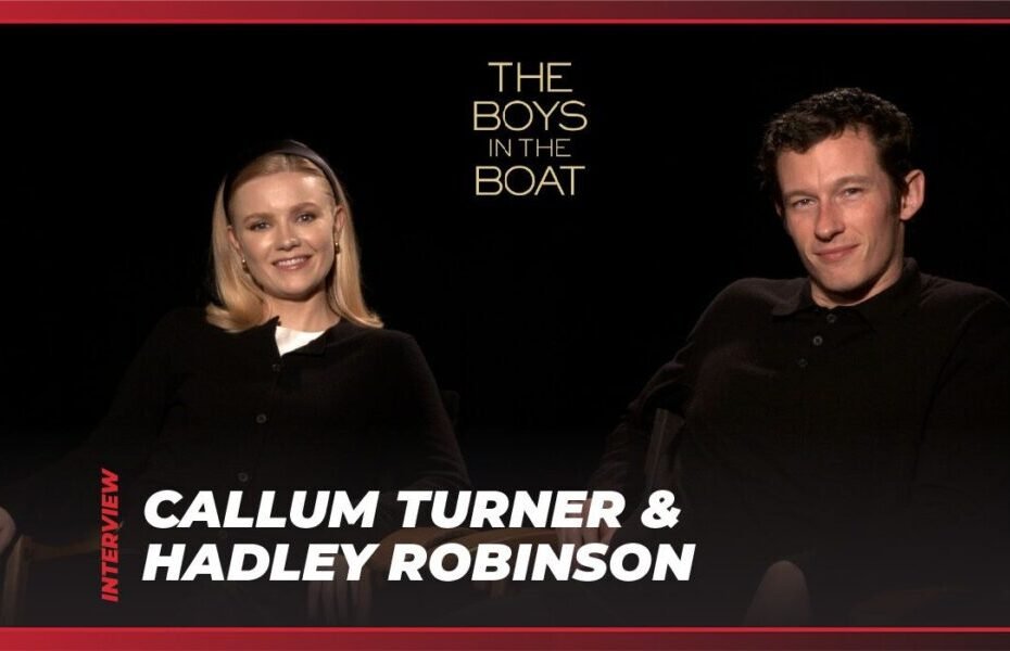 Astros de "The Boys in the Boat", Callum Turner e Hadley Robinson falam sobre remo e beijos