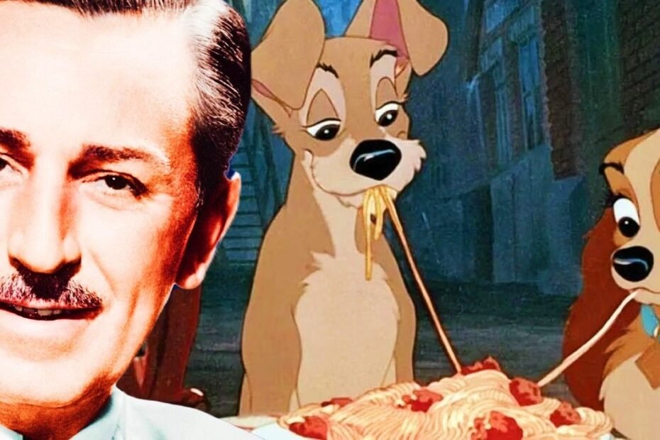 Cena clássica de espaguete de "A Dama e o Vagabundo" quase foi cortada por Walt Disney