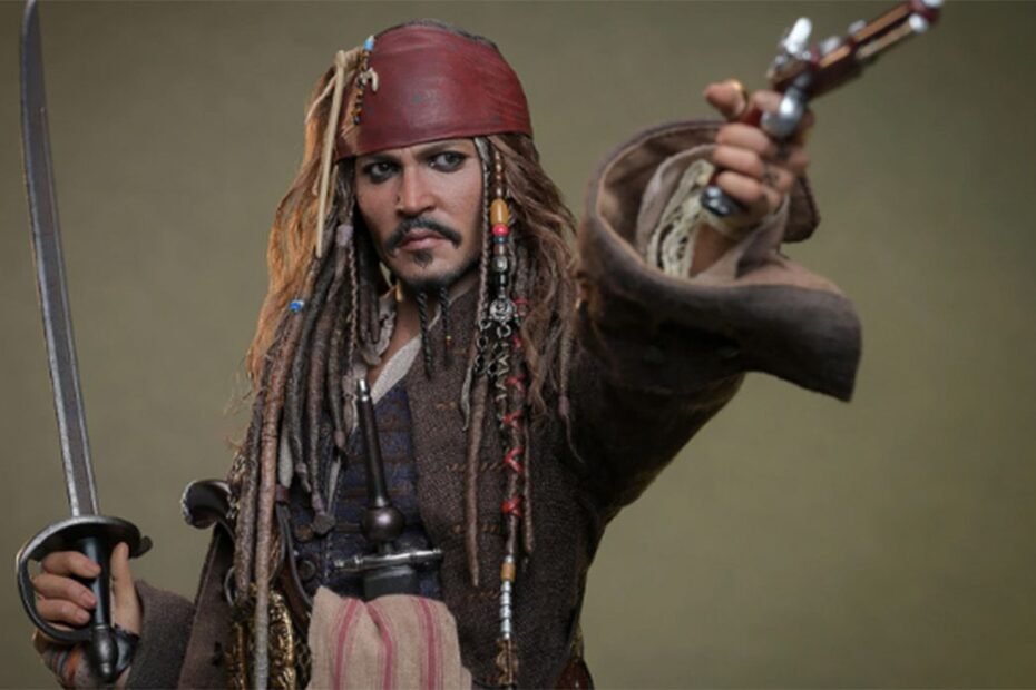 Jack Sparrow da coleção Hot Toys navega pelos mares altos.