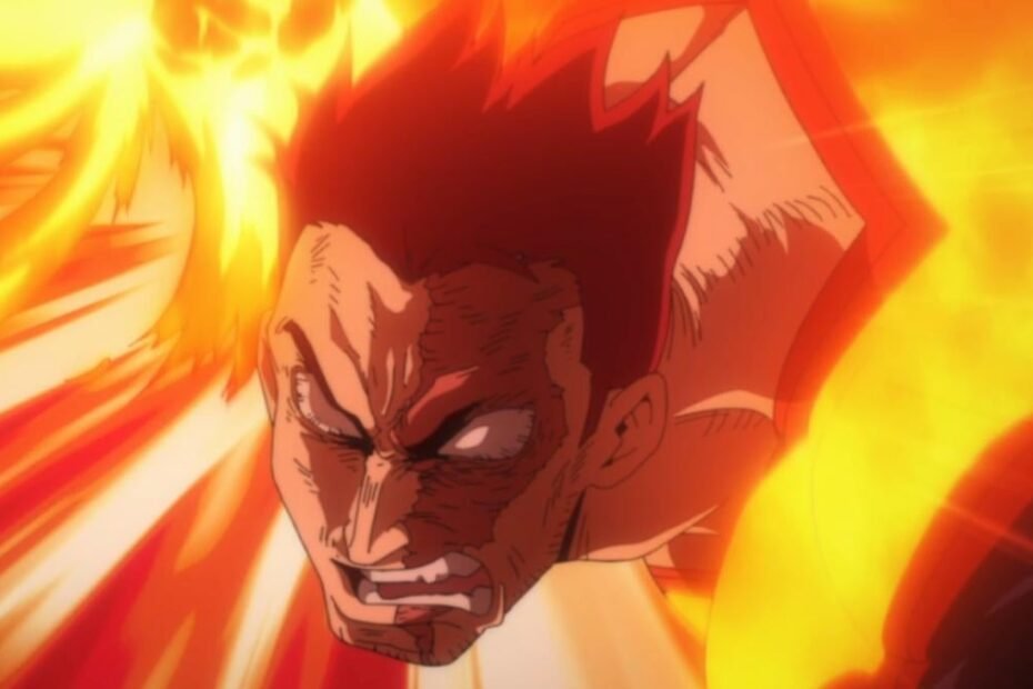 Endeavor libera seu ataque flamejante mais poderoso em My Hero Academia.