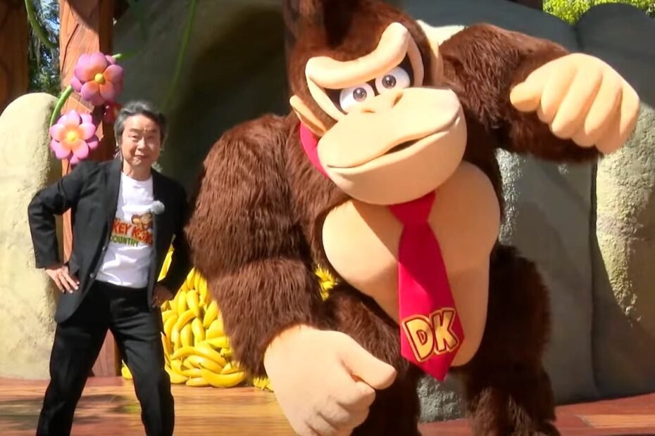 Miyamoto apresenta a nova expansão do parque Donkey Kong