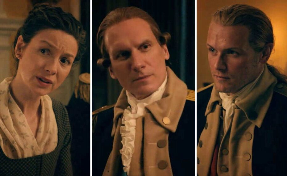 Em "Outlander", a série que combina romance e história, os personagens principais Claire (Caitriona Balfe) e Jamie (Sam Heughan) recebem um visitante ilustre em seu próximo episódio, intitulado "Ye Dinna Get Used to It". O episódio apresenta George Washington (Gary Finnan) e suas tropas, que são recebidos para um jantar. Claire e Jamie são surpreendidos por presente de Washington