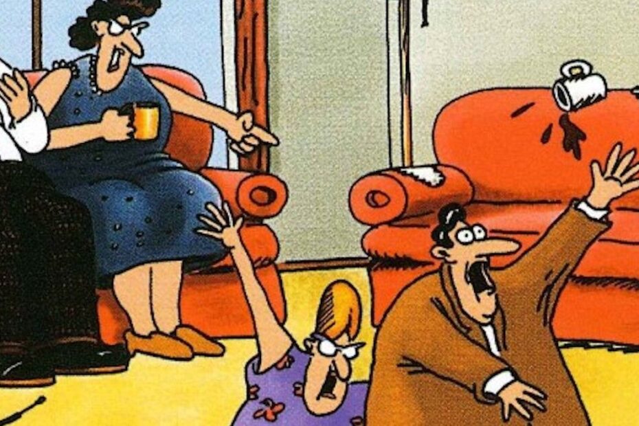 Os quadrinhos de The Far Side, criados por Gary Larson, são conhecidos por seu humor único e peculiaridades que transformam ambientes familiares em cenários absurdos e, muitas vezes, perigosos. Uma das temáticas recorrentes nas tiras é a representação da sala de estar como um local inesperadamente perigoso, onde situações cômicas e grotescas se desenrolam. Vamos explorar dez quadrinhos representativos que exemplificam essa abordagem. Riscos cômicos: salas de estar no mundo de Far Side