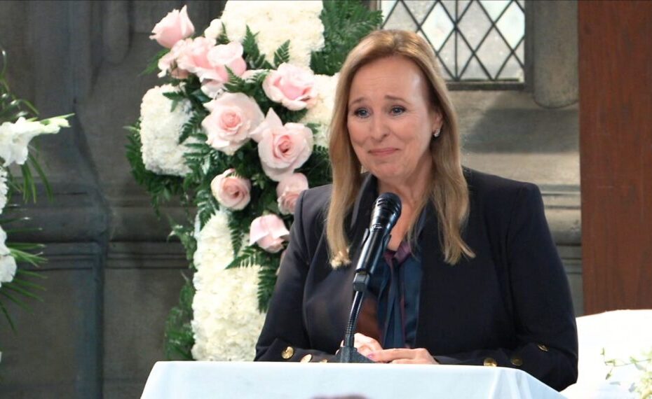 **Genie Francis brilha em homenagem a Monica Quartermaine em General Hospital** Genie Francis brilha em homenagem a Monica Quartermaine